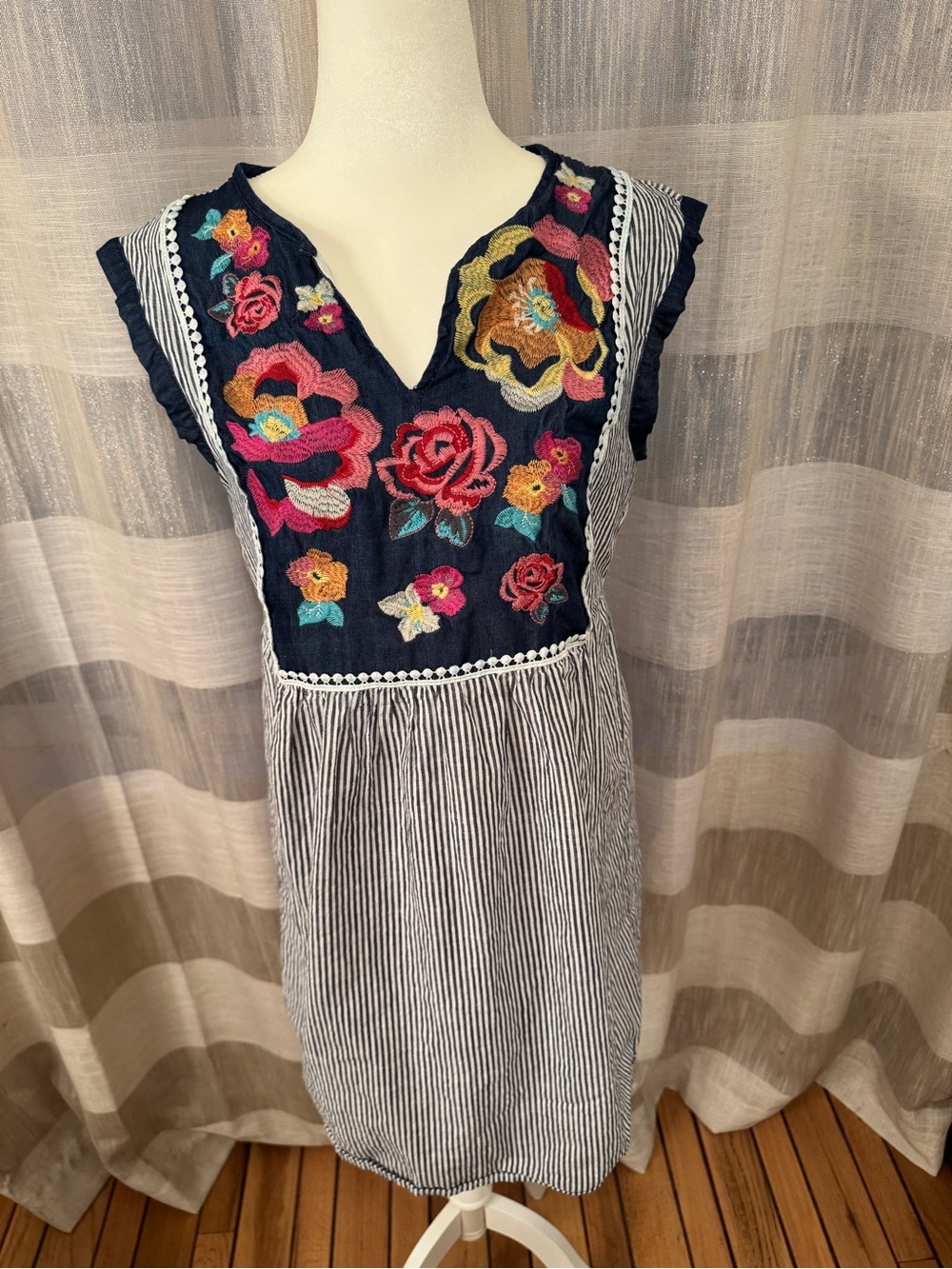 Savanna Jane Navy Embroidered Floral Sleeveless Dress - Picture 1 of 6